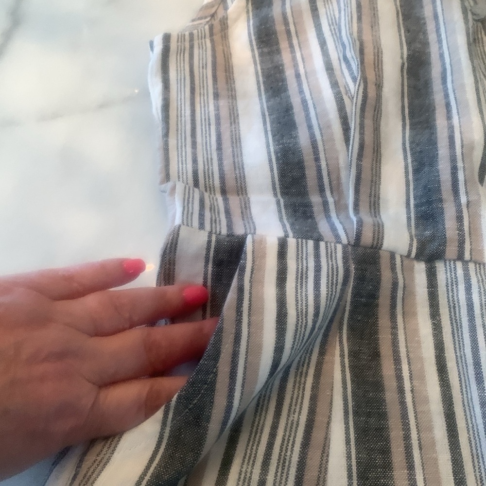 NWT Gaya Romper Stripes Linen Pockets Small - Picture 8 of 8